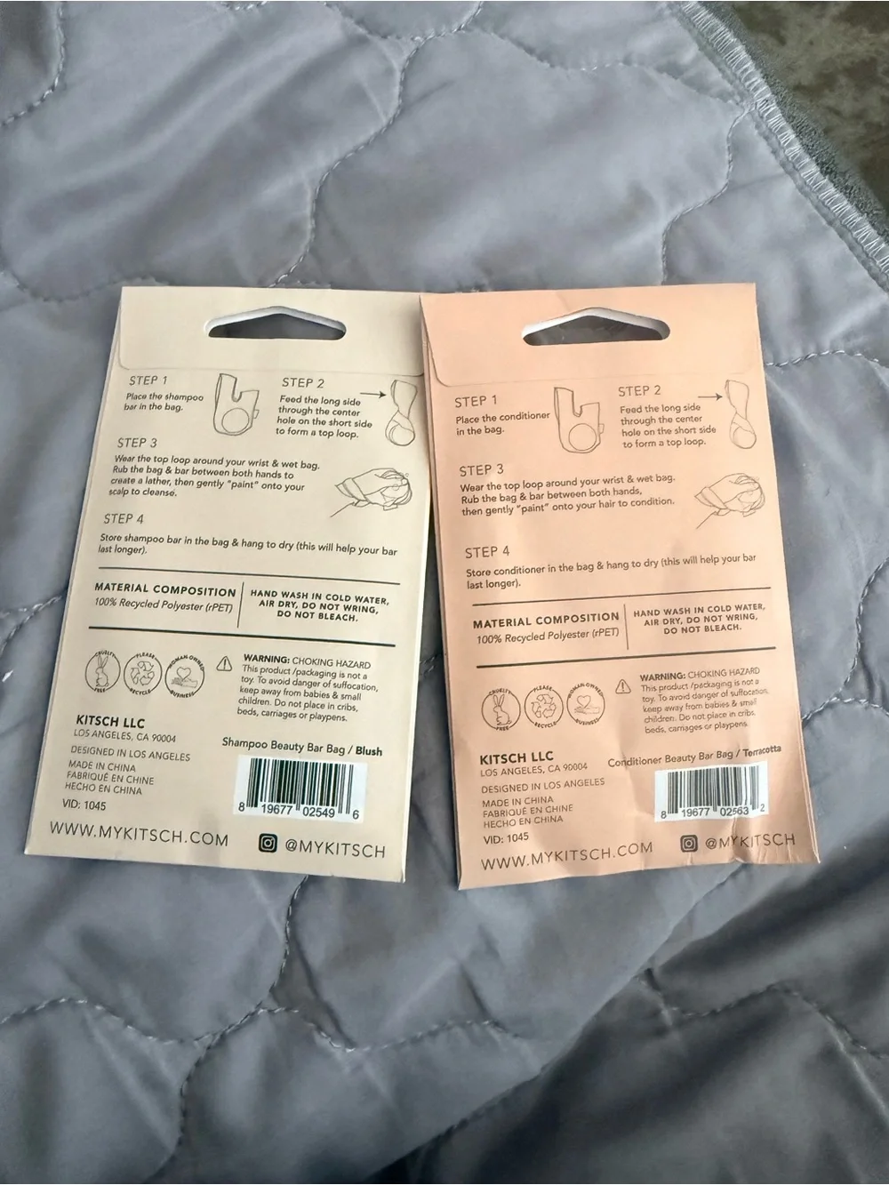 Kitsch Beauty Bar Bag Pair in Cream and Peach and travel bar holder
